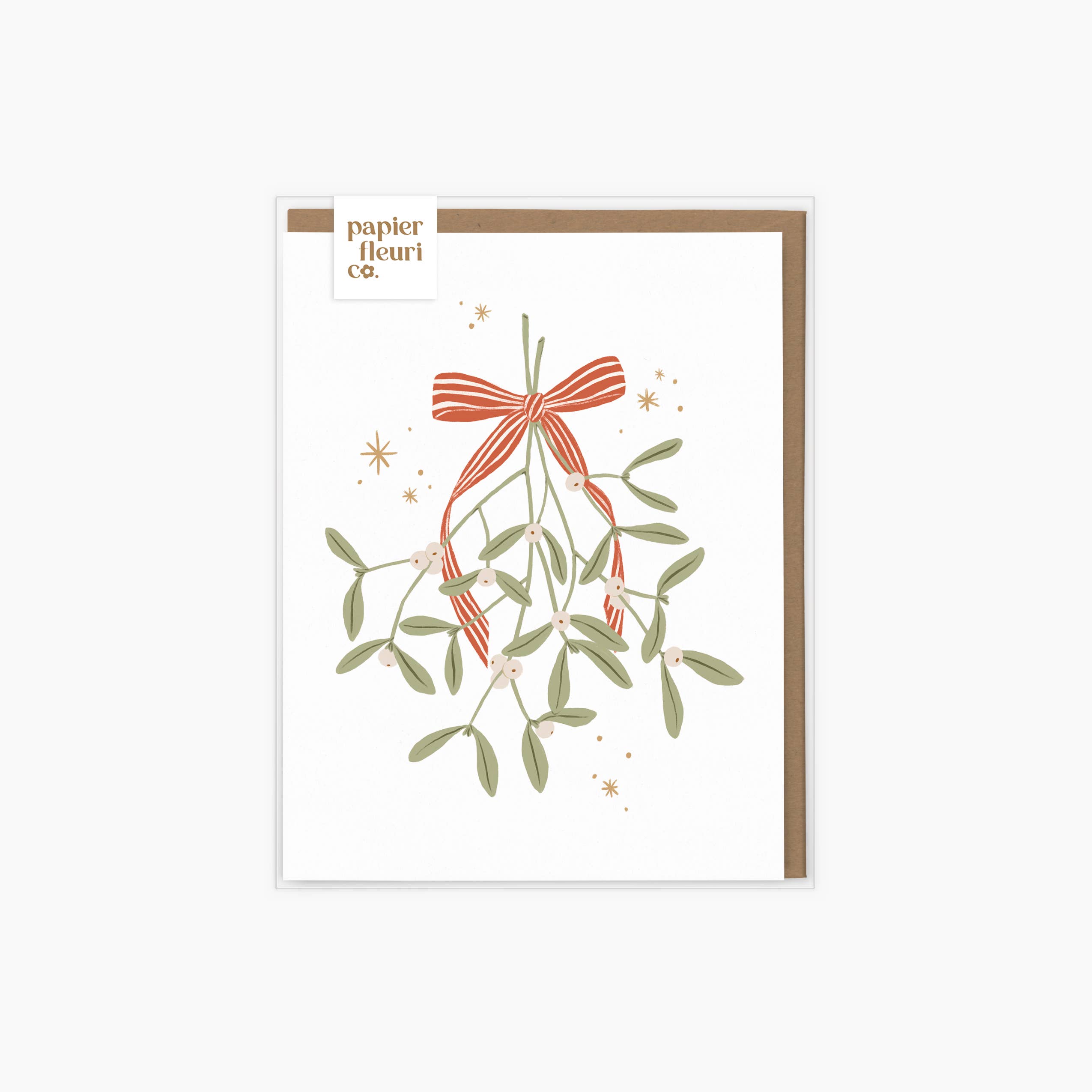 Papier Fleuri Co. - Wholesale Season's Greetings Card - Under the Mistletoe | Boxed set of 6 cards