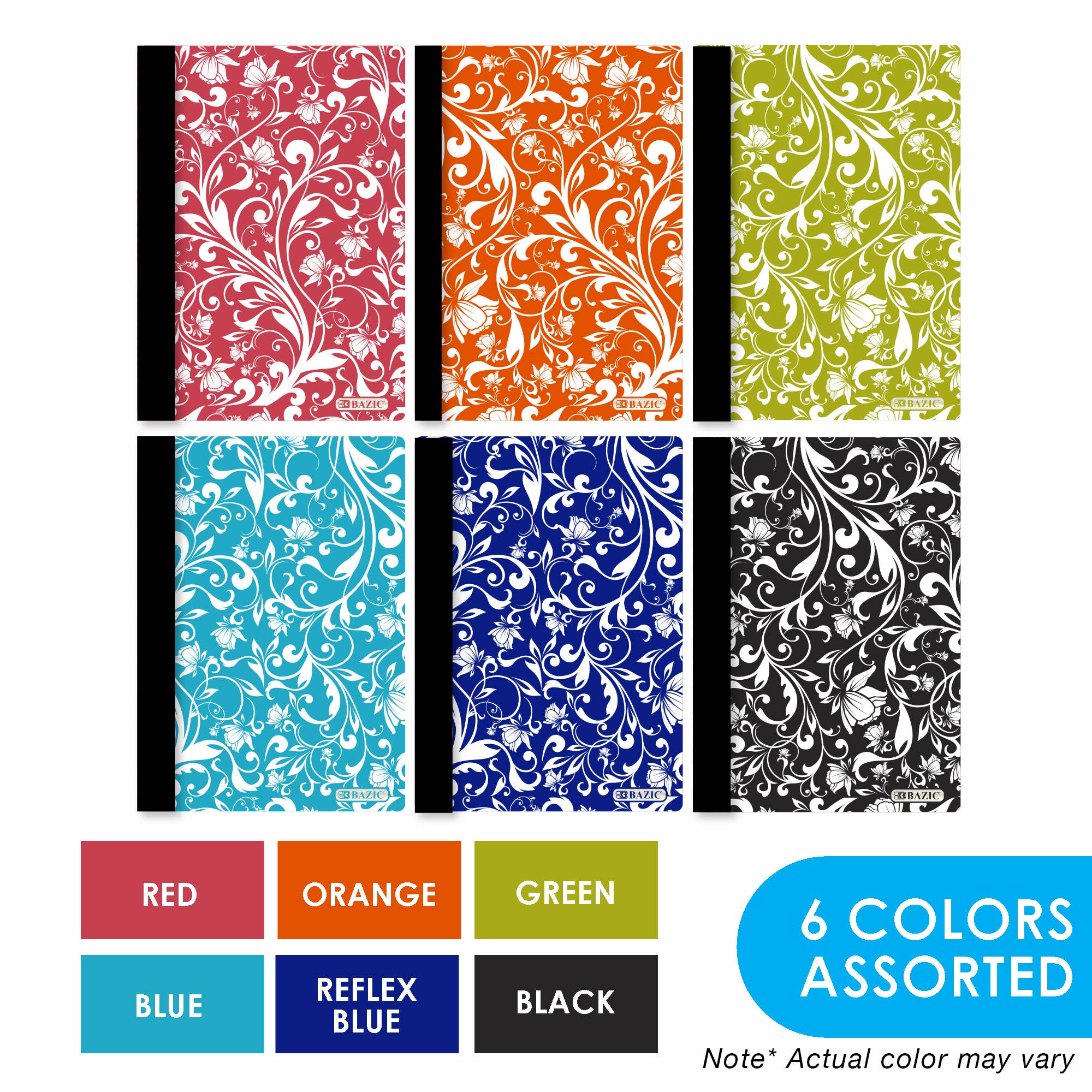 BAZIC Products - Wholesale Notebook - Composition Book Poly Cover Floral 5" x 7" 80 Ct.2