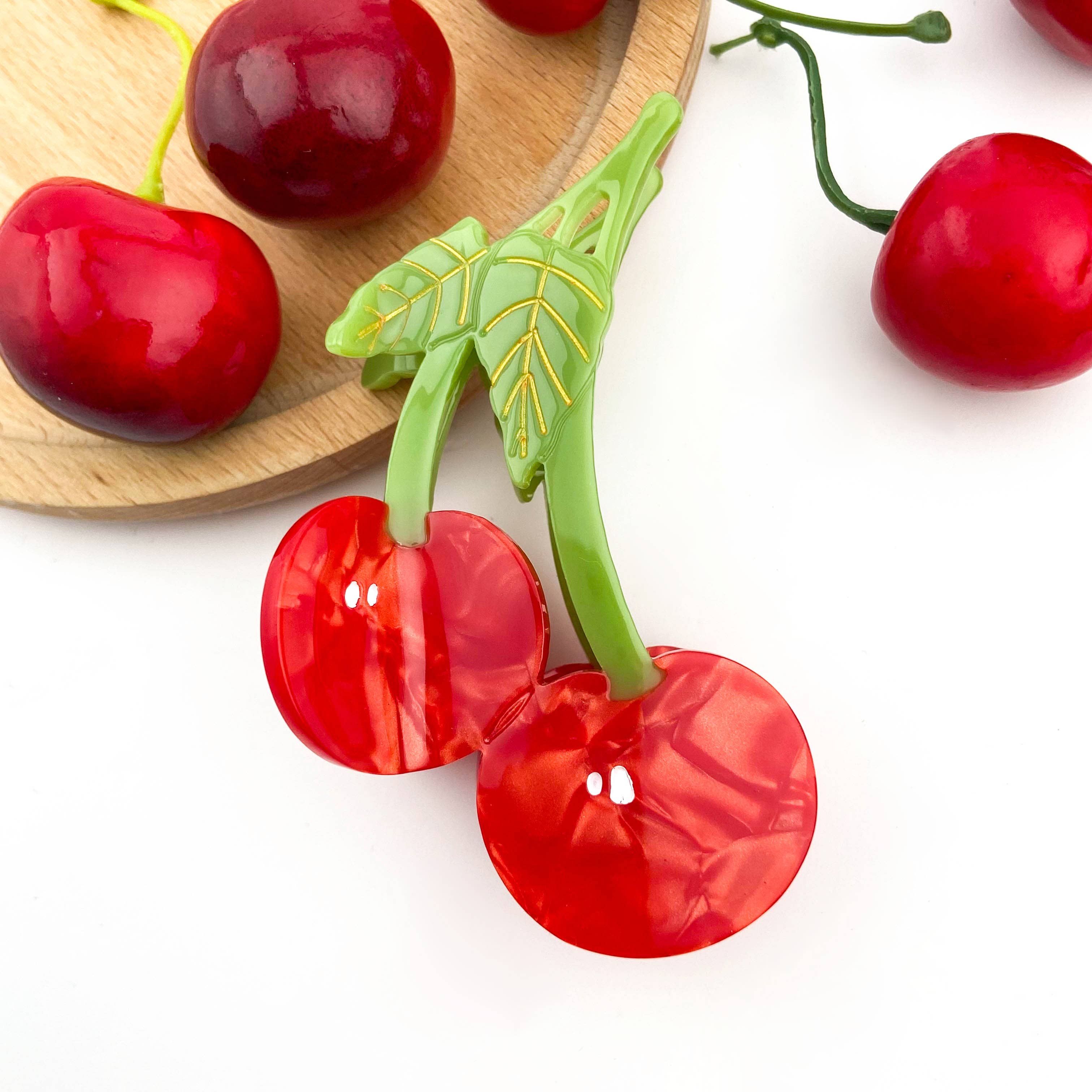 TheDivaSoap - Wholesale Hair Clip - Women's - Sweet Red Cherry Claw Clip, Twin Cherries Hair Clip1