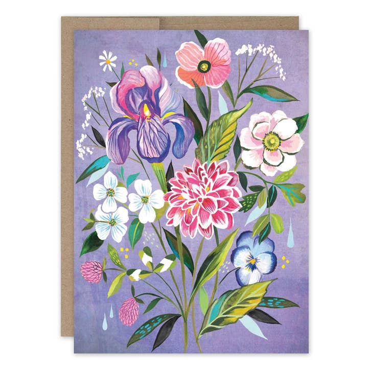 Carte vierge florale violette pour la vente par Biely & Shoaf
