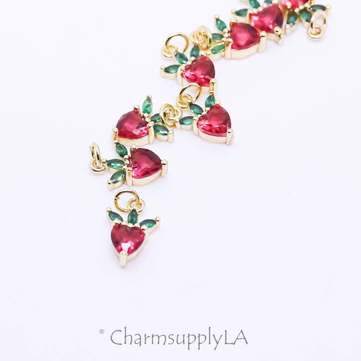 Gold Strawberry Charm Tropical Fruit Summer Vibe ,CPG828 for wholesale by Jewel Pledge