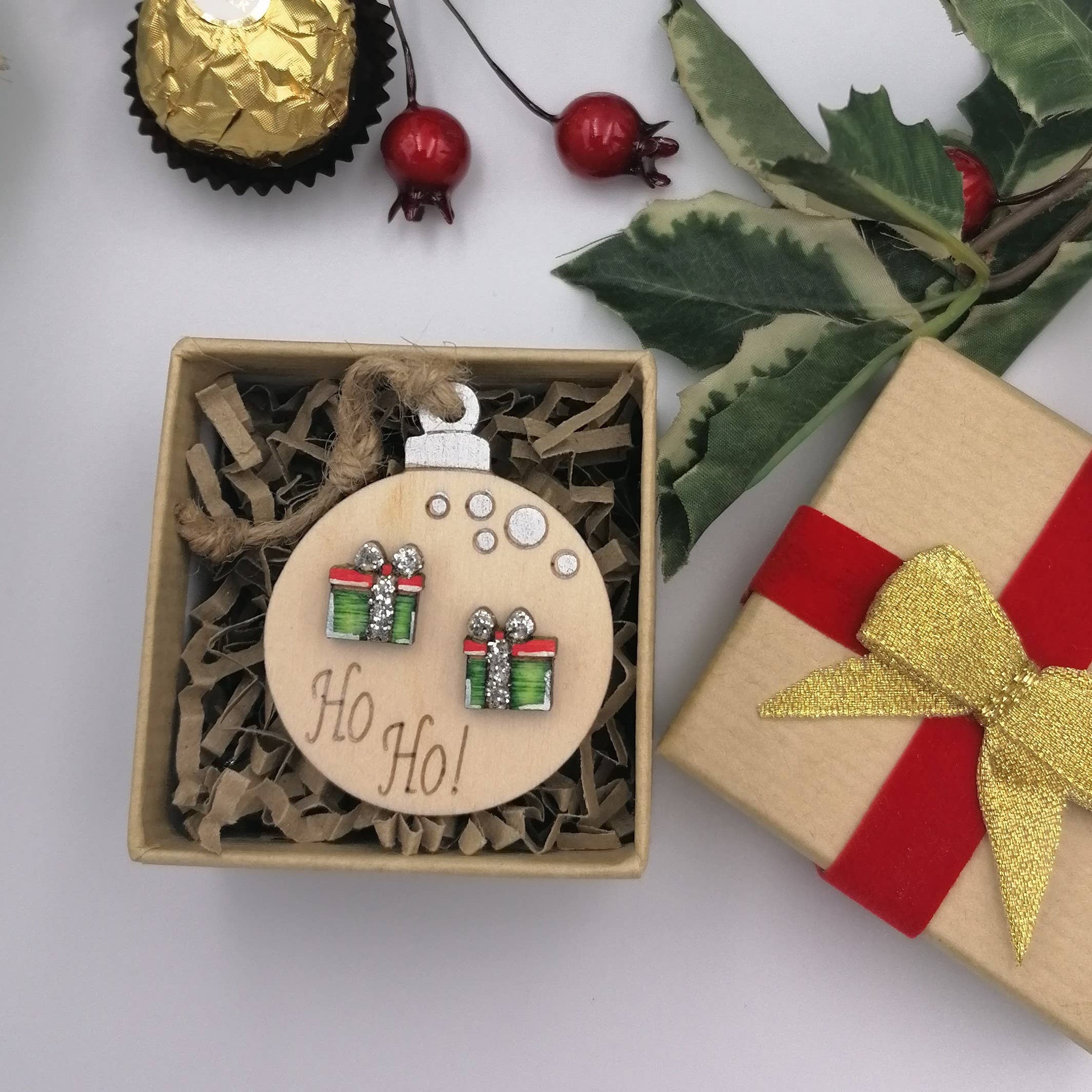 WoodenTalesCollection - Wholesale Jewelry Stand & Display - Christmas stud earrings on wooden christmas tree display.1