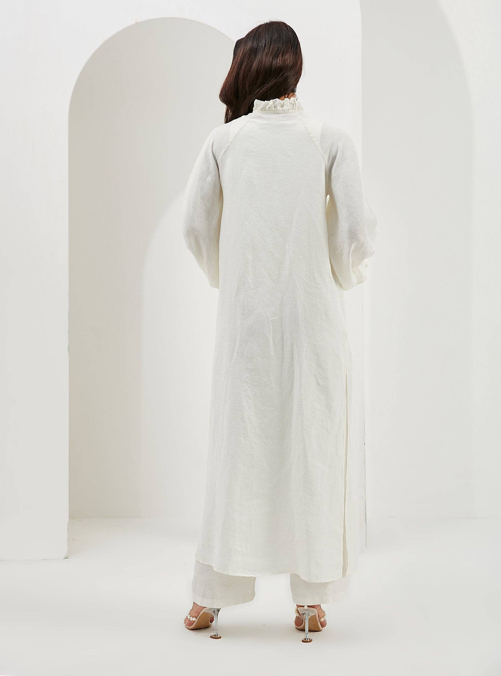 Store WF – wholesale Top & pants set (NOT Loungewear) – Women's – 100% Washed Linen Off-White Balloon Sleeve Kimono Trousers Set9