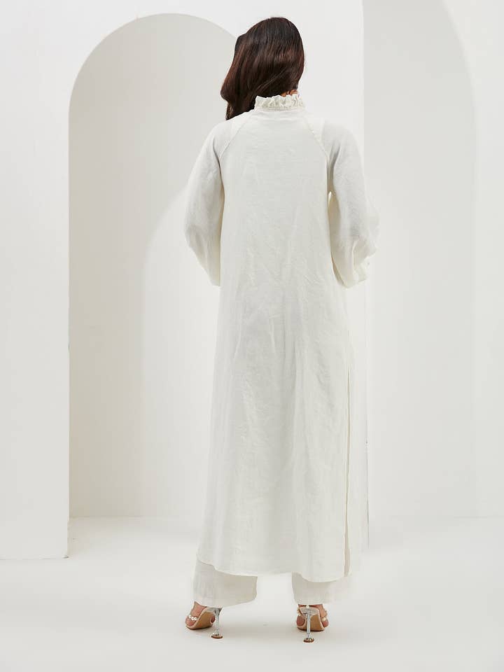 Store WF – wholesale Top & pants set (NOT Loungewear) – Women's – 100% Washed Linen Off-White Balloon Sleeve Kimono Trousers Set9