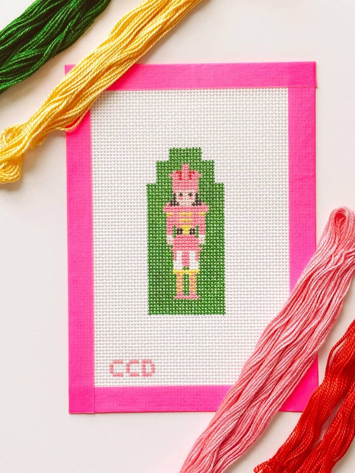 Hand Painted Nutcracker 3” Needepoint Canvas 13 Mesh Christmas Needlepoint Canvas Nutcracker Hand Painted for wholesale by Cotswold Co Designs
