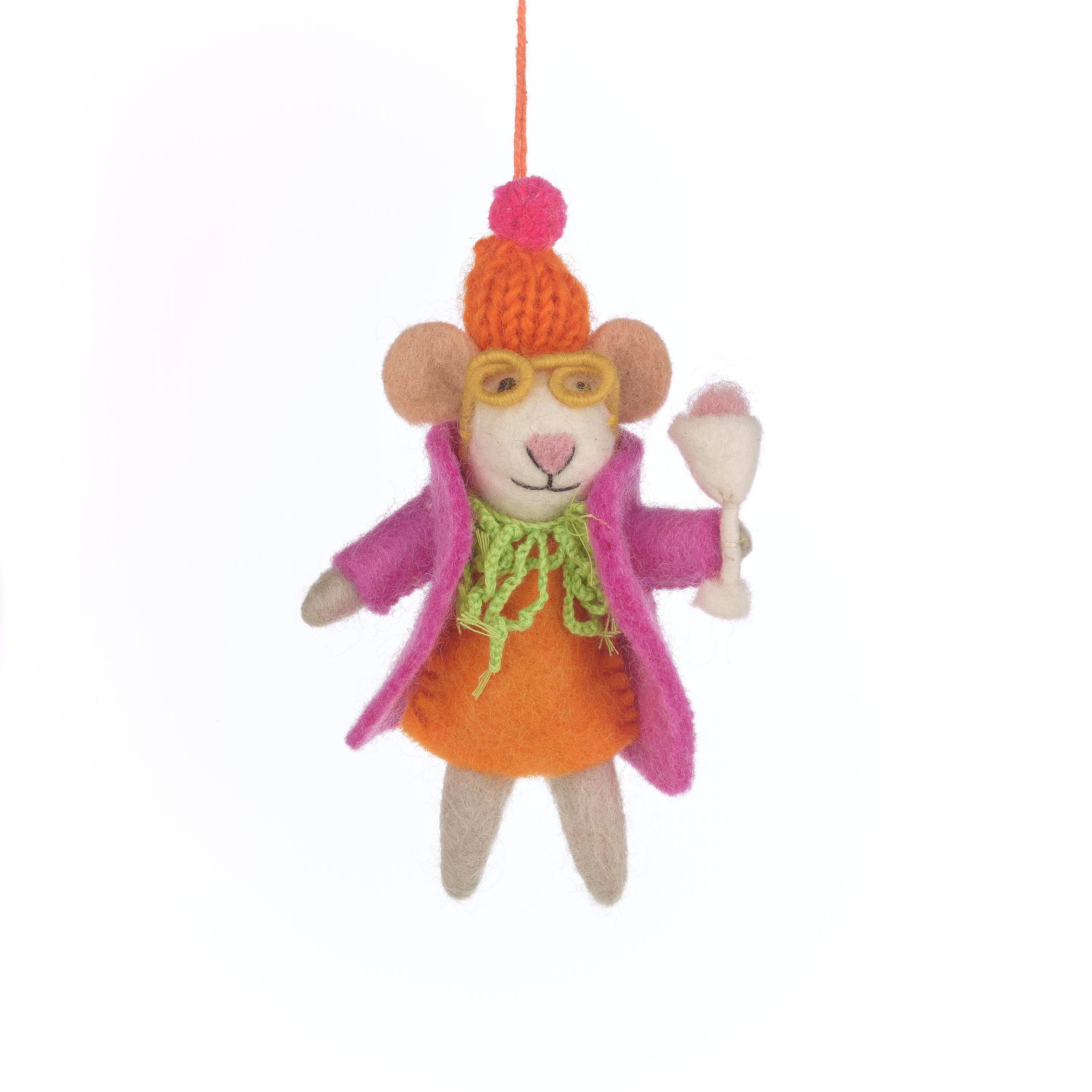 Felt So Good - Wholesale Ornament - Handmade Felt Margie the Merry Mouse Christmas Decoration1