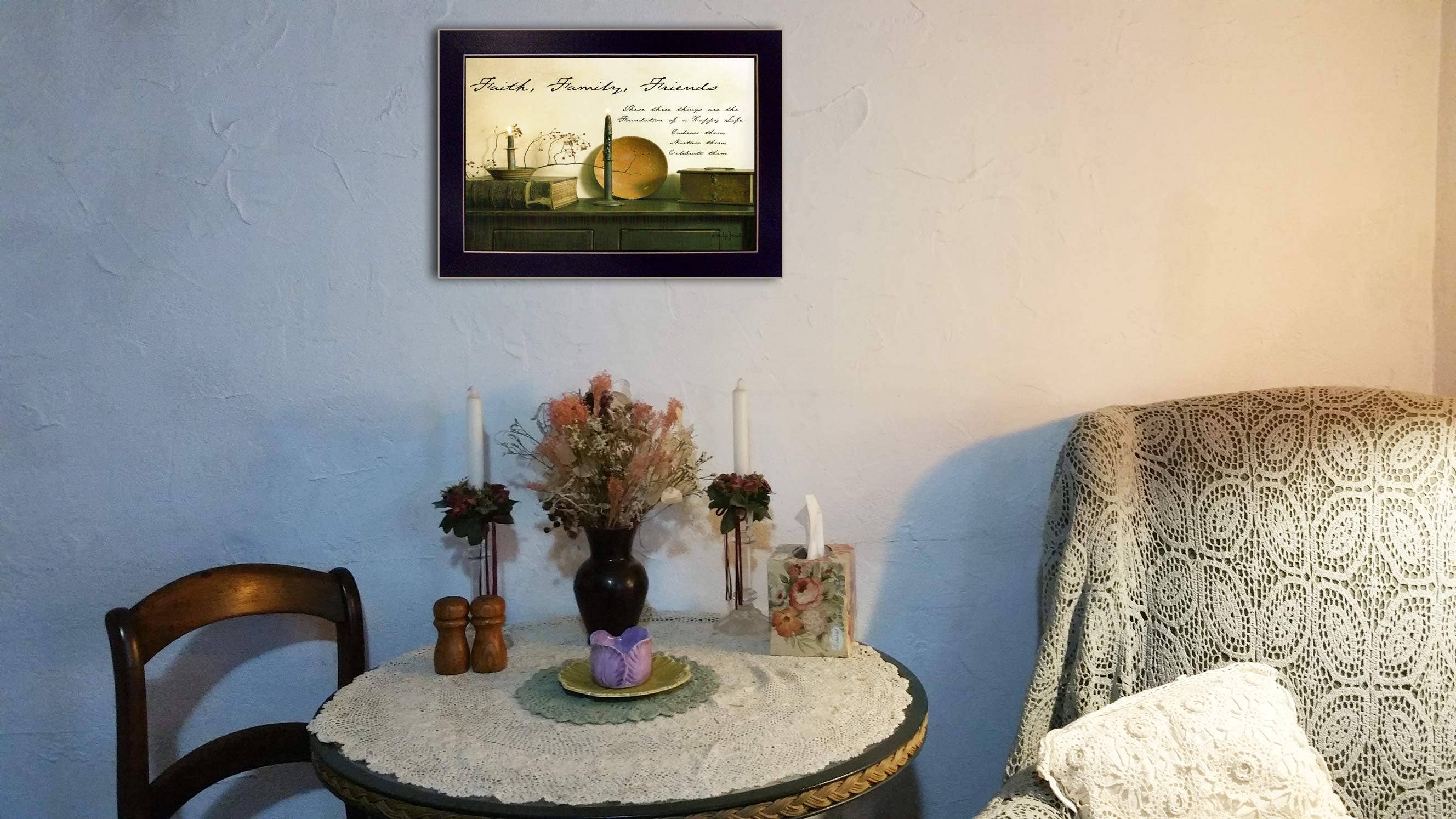 Trendy Decor 4U - Wholesale Art Print - "Faith, Family and Friends" By Billy Jacobs, Black Frame1