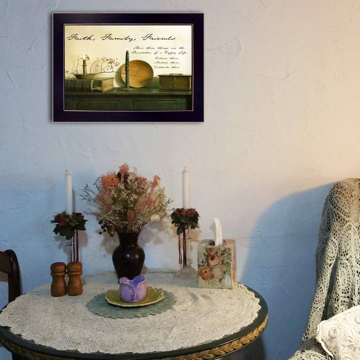 Trendy Decor 4U - Wholesale Art Print - "Faith, Family and Friends" By Billy Jacobs, Black Frame1
