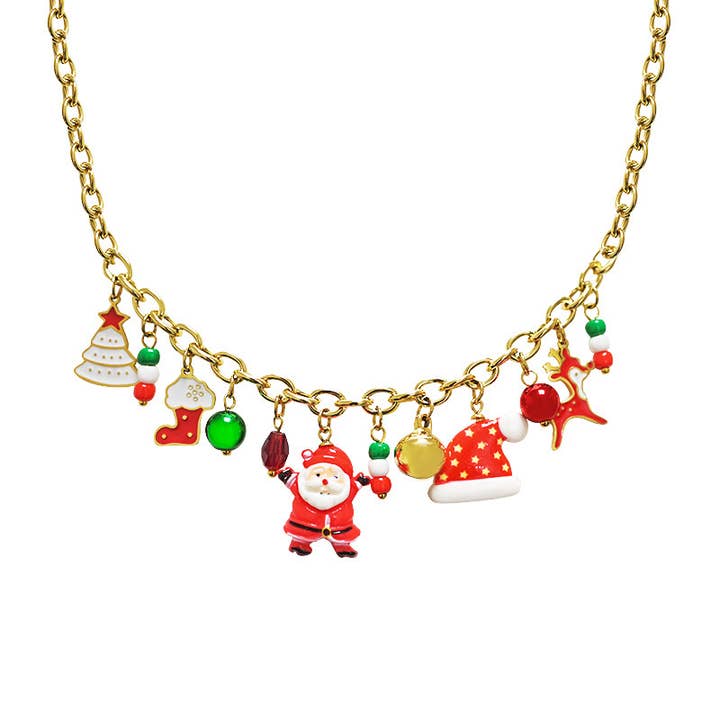 CHAIN NECKLACE WITH CHRISTMAS CHARMS - JN25112C22 for wholesale by AMORINO SRL