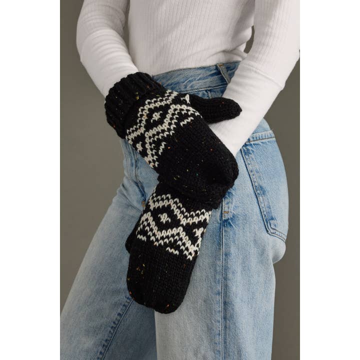 Panache Apparel Co. - Wholesale Mittens - Women's - Black & Speckled Patterned Mittens0