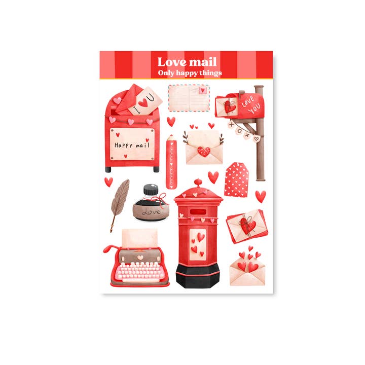 Klistermärkesark Kärlekspost för wholesale av Only Happy Things Stationery