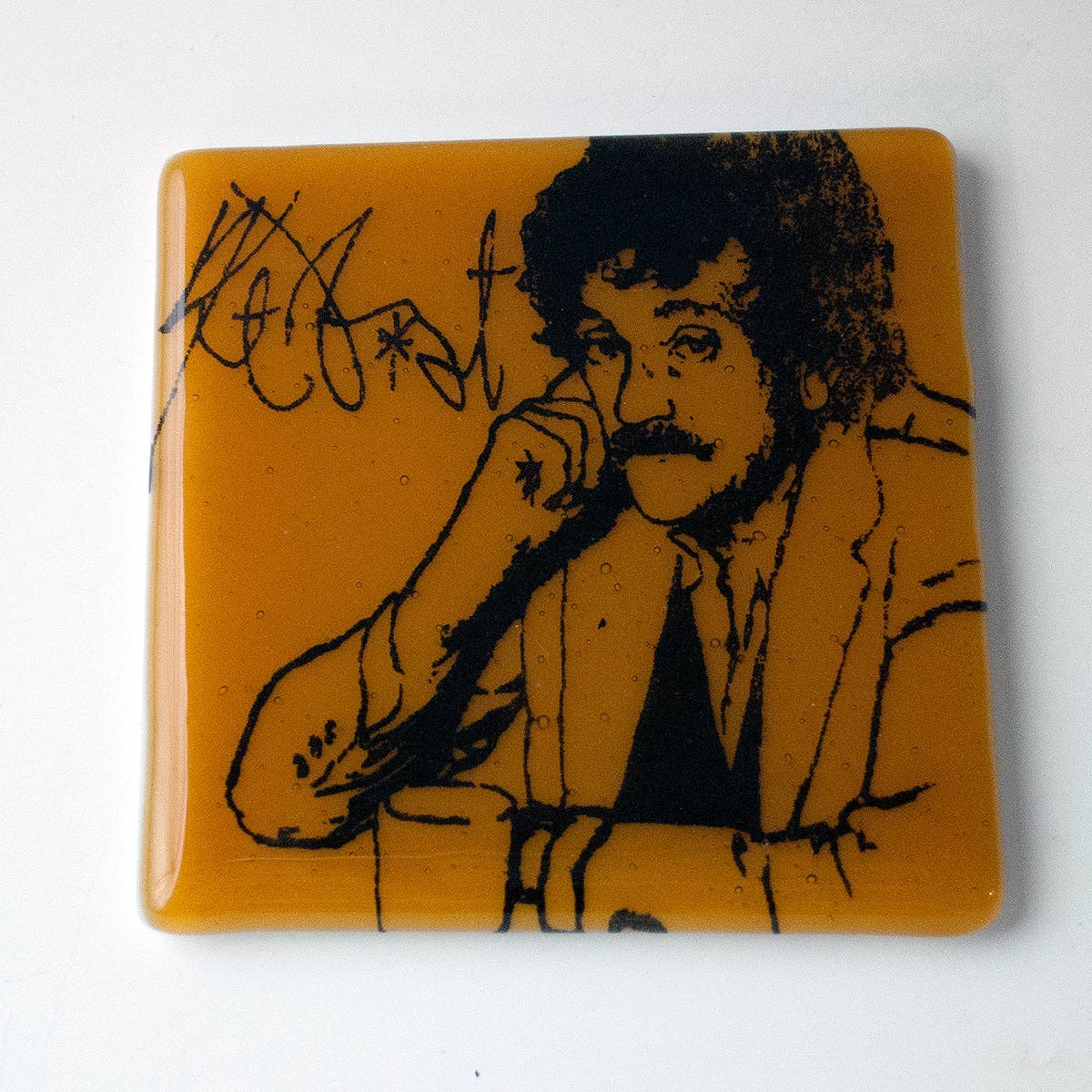 Kiku Handmade | Contemporary Fused Glass Home Goods - Wholesale Coasters - Kurt Vonnegut Fused Glass 4" Single Coaster0