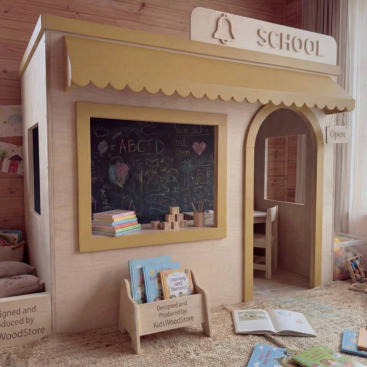 Wooden Kids Pretend Playhouse | Custom Indoor Role Play School Playhouse for Home & Commercial Use for wholesale by Kids Wood Store