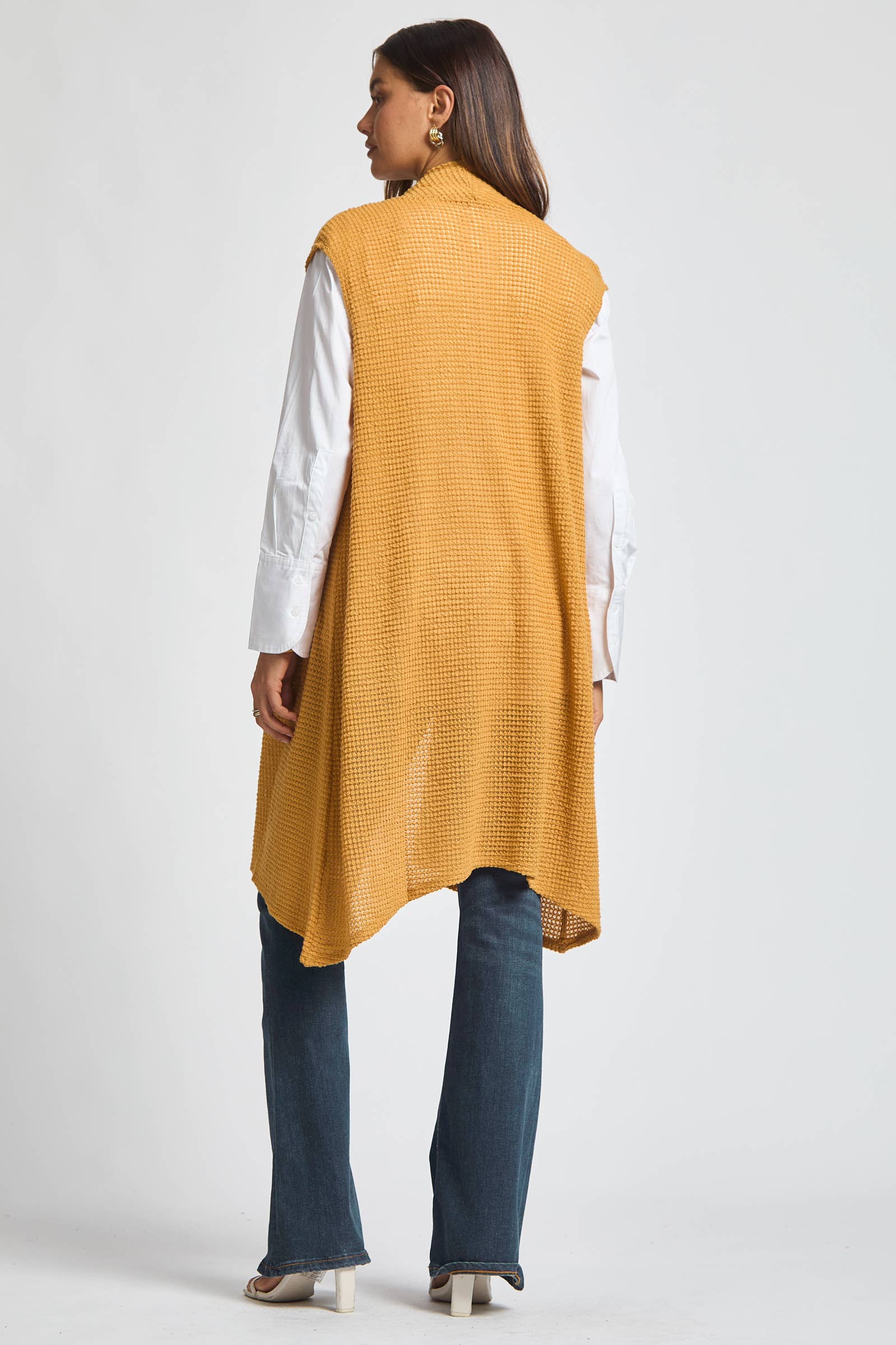 Dear Scarlett - Wholesale Outerwear Vest - Women's - Sleeveless Crochet Midi Vest Cardigan13