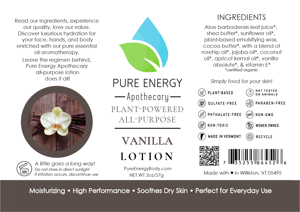 Pure Energy Apothecary - Wholesale Body Cream/Lotion - Natural All Purpose Lotion 2 oz (Vanilla)1