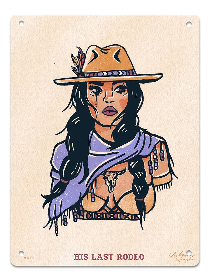 His Last Rodeo: Rebel Feminist Western Outlaw Cowgirl Print for wholesale by Mid State Signs