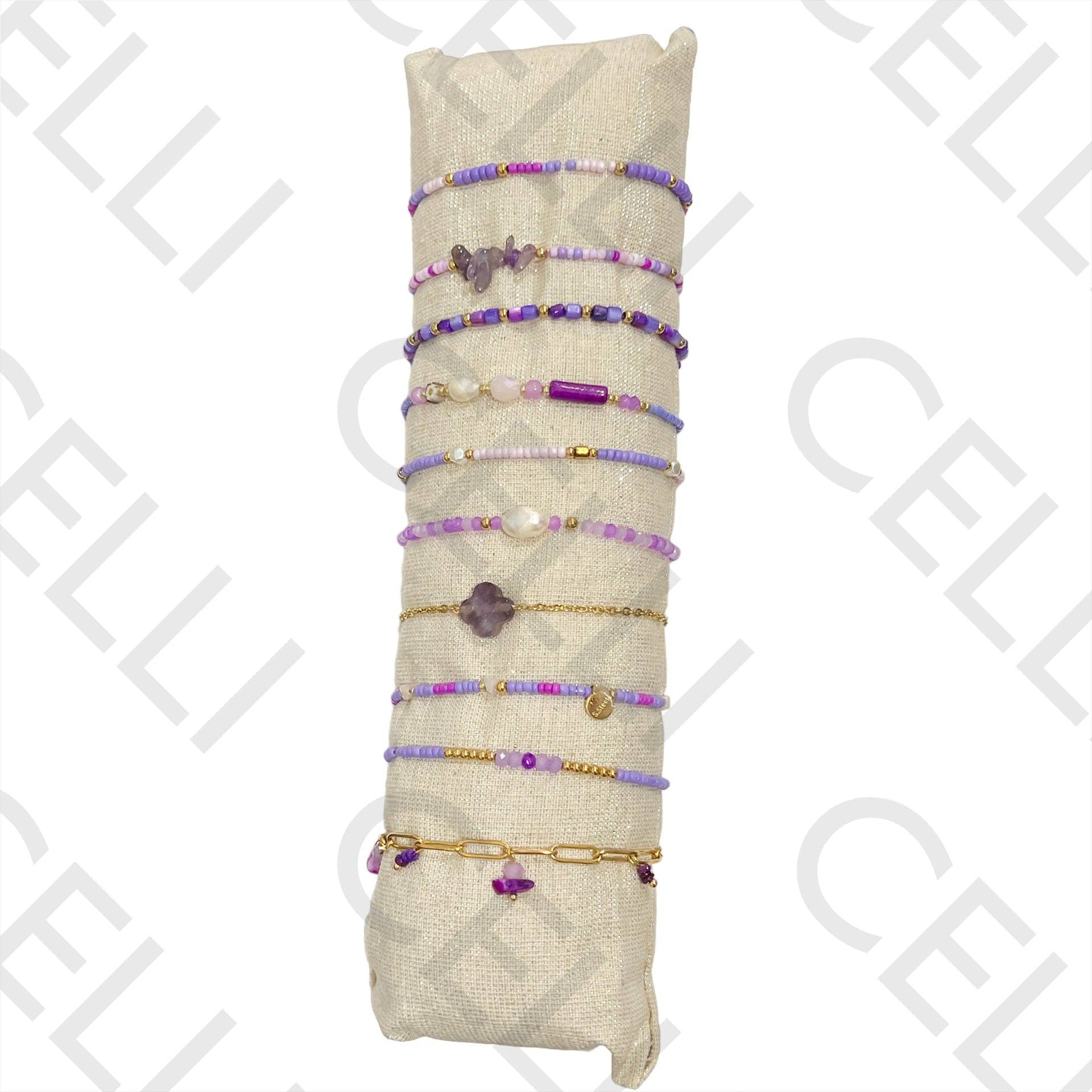 Celli Biju - Wholesale Jewelry Set - Set of Bracelets (10) - beads, natural stones, and steel10