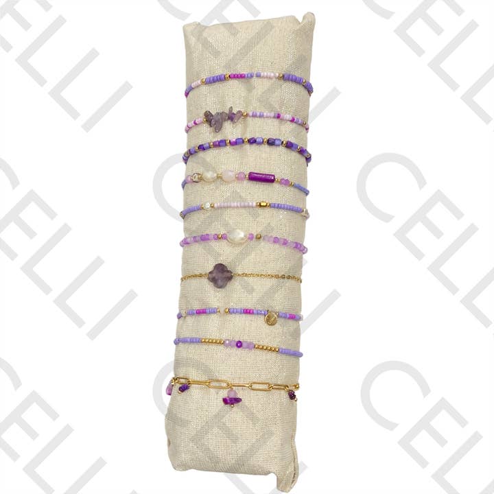 Celli Biju - Wholesale Jewelry Set - Set of Bracelets (10) - beads, natural stones, and steel10