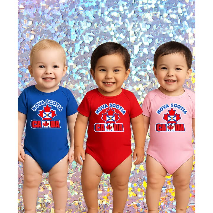 Nova Scotia Flag Baby Onesie Ahornblad Design/Baby Gave for engroshandel hos Worldwide Souvenir Mart