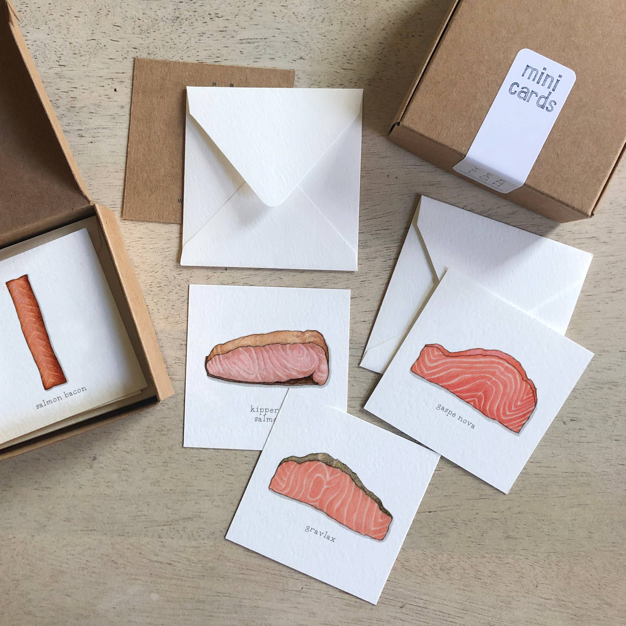 Yeesan Loh - Wholesale Stationery/Notecard Set - Mini Cards Set / Fish . Salmon (Smoked & Cured)0