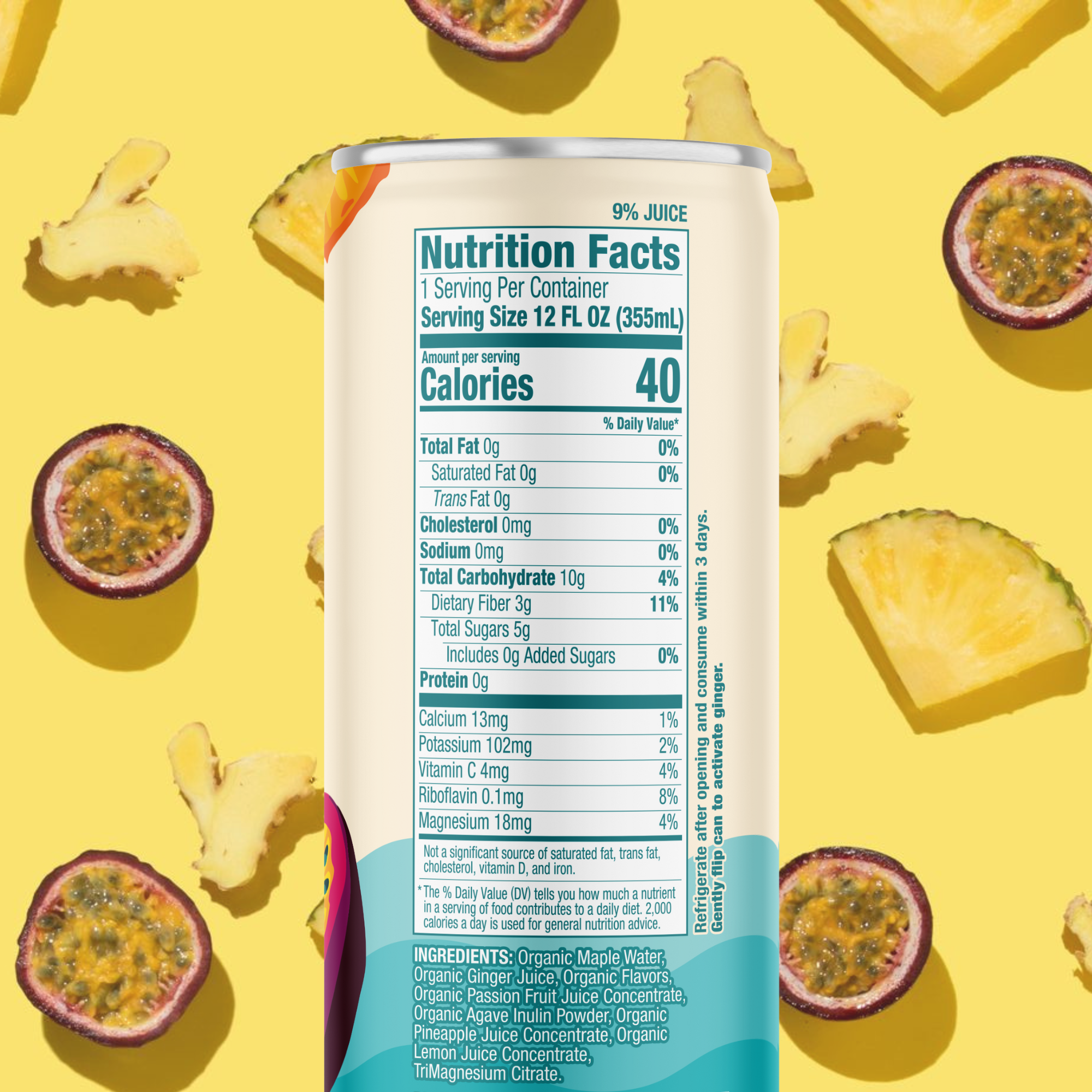 Recoup - Wholesale Sparkling Water - Pineapple Passionfruit + Ginger Prebiotic Sparkling Beverage5