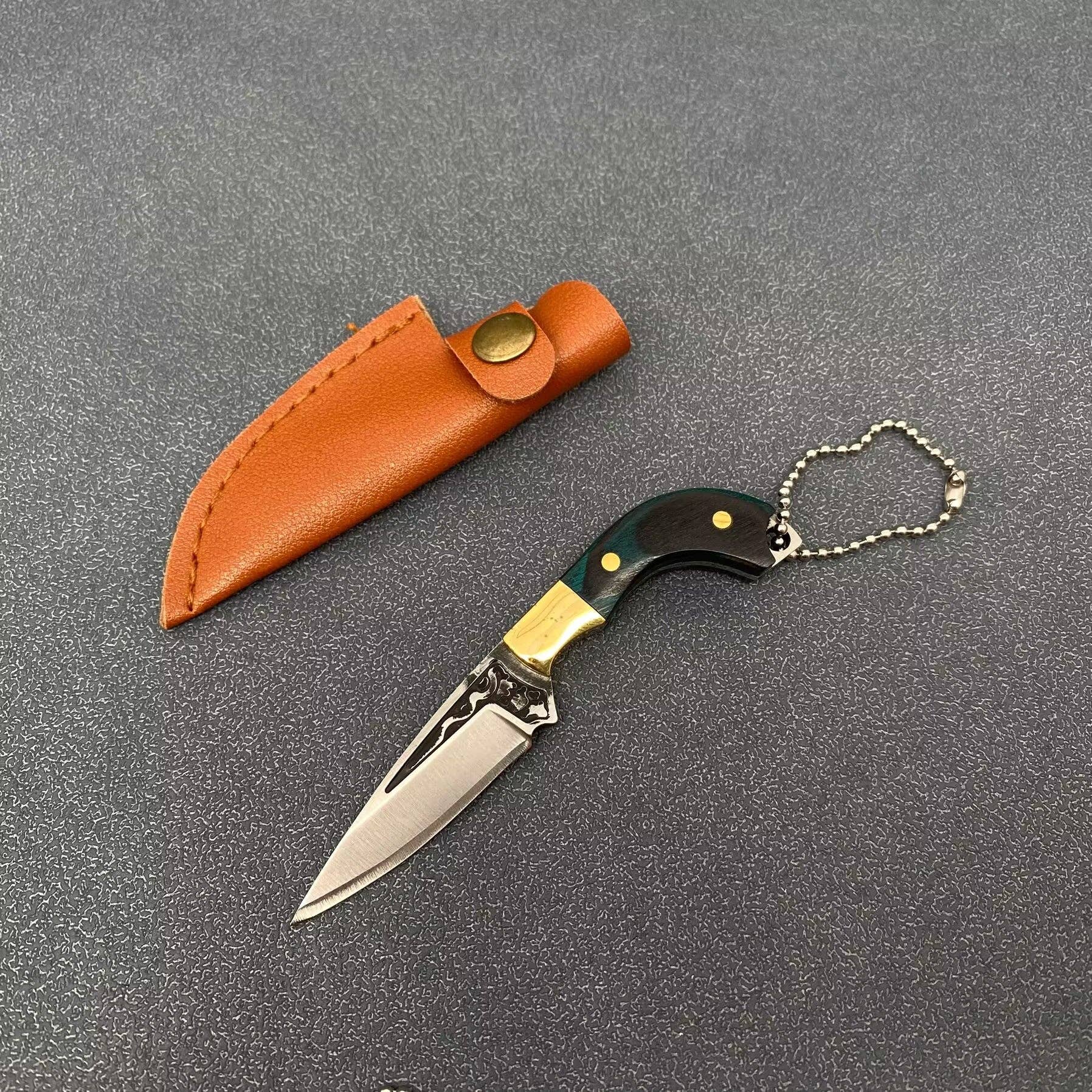 Mio Queena – Großhandel Taschenmesser/Halter – Tragbares Mini-Messer aus Edelstahl mit Holzgriff und Schutzhülle0