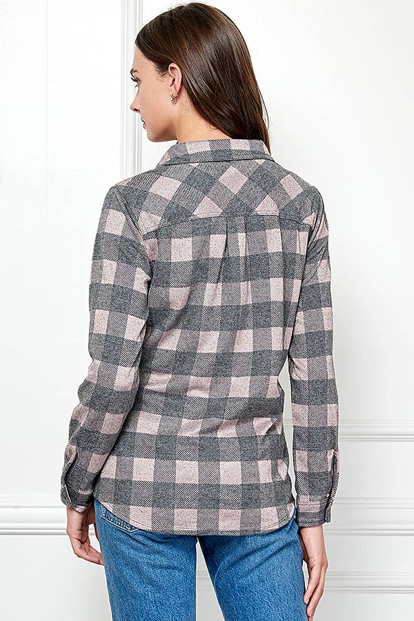 Veracci - Wholesale Button Down Shirt - Women's - Stretch button Up Women Plaid Sweater Shirt40