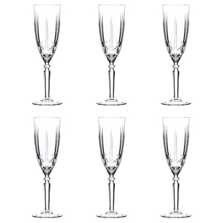 Rinkit Ltd - Wholesale Champagne Flute - RCR Crystal Orchestra Cut Glass Champagne Flute - 200ml