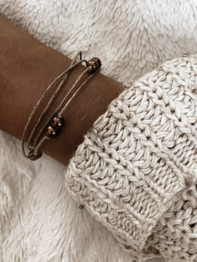 NATURE ET LIN - Vendita all'ingrosso Bracciale con perline - DOUBLE PERLES - Bracciale in lino e perle prodotto in Francia7