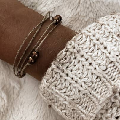 NATURE ET LIN - Wholesale Armband met kralen - DOUBLE PERLES - Armband van linnen en parel gemaakt in Frankrijk5