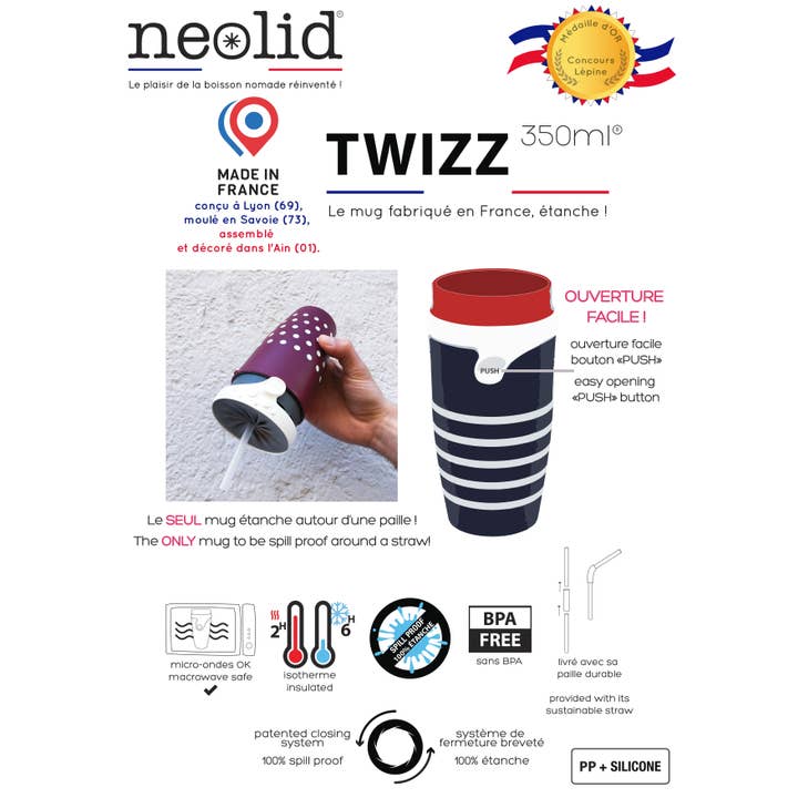 neolid - Wholesale Insulated Mug/Tumbler - Made in France TWIZZ Insulated Mug 350ml Karl