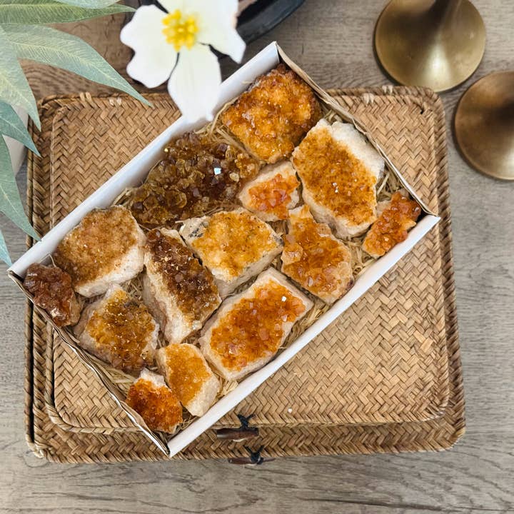 Yellow Tree Company - Wholesale Spiritual Stone/Crystal - Citrine Cluster Flat – 18-20 Pieces Raw Citrine Crystals3