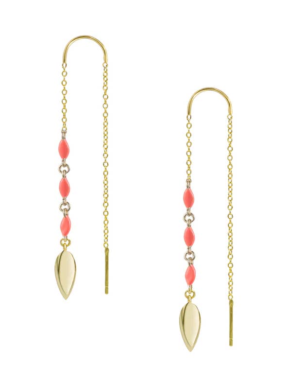 Free Spirit Ear Threaders in Coral Enamel for wholesale by Natalie Wood Designs
