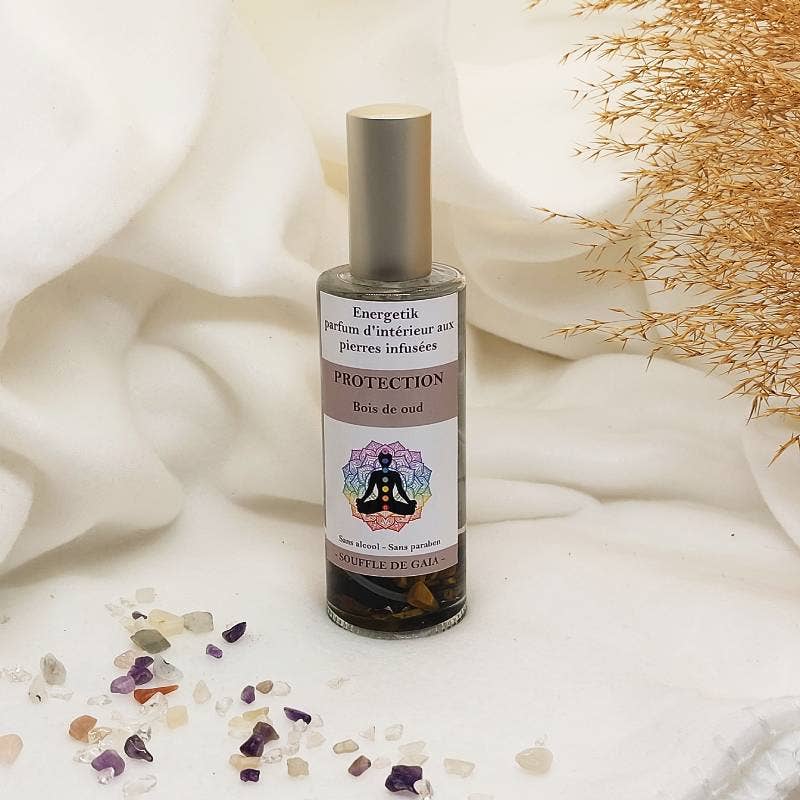 Sarl SdG / Souffle de Gaïa - Wholesale Kamer- en linnenspray - Beschermende interieurverstuiver met infusie van edelstenen, geur: Oudhout
