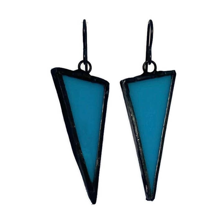 Stained Glass Triangle Earring- Small-Turquoise for wholesale by Citybitz