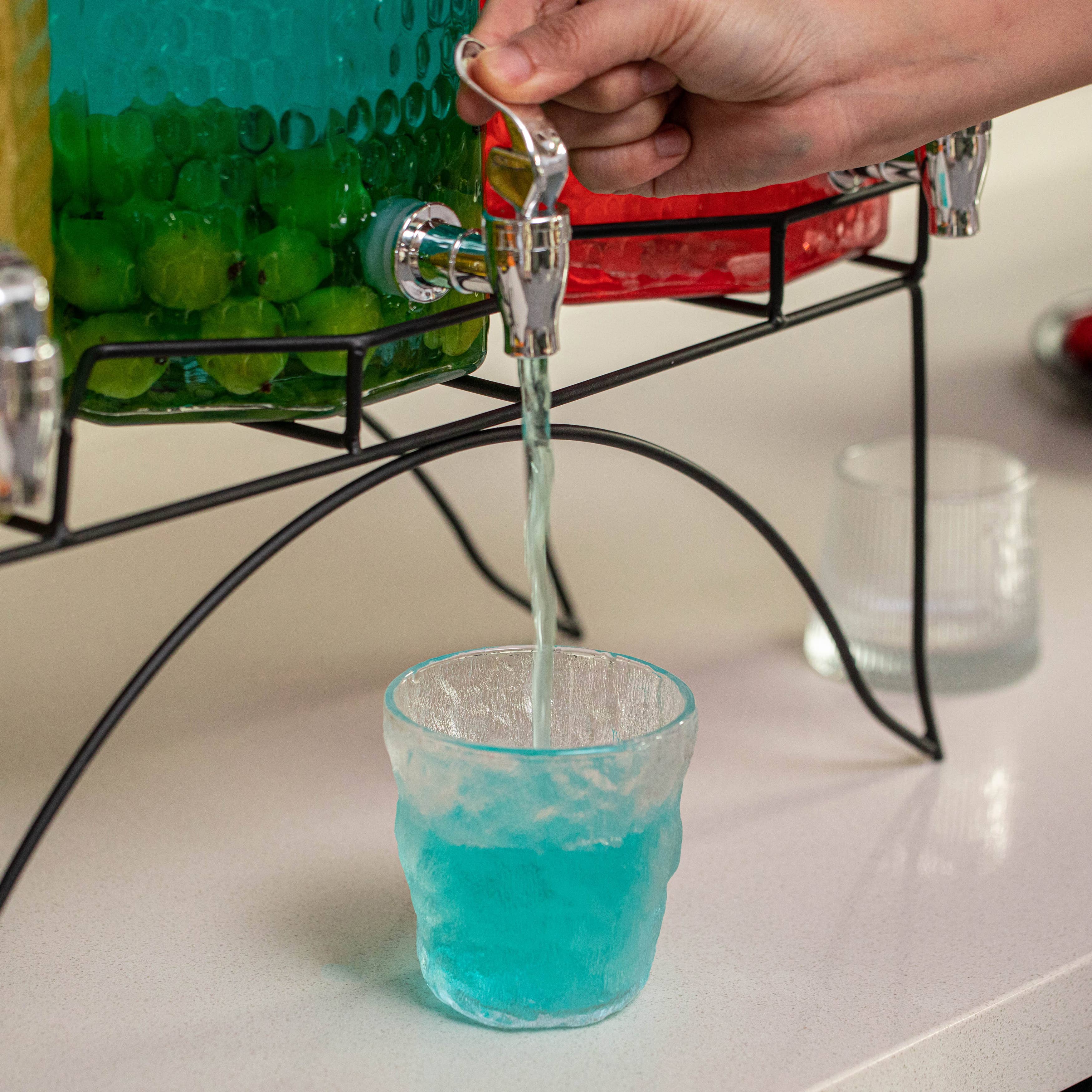 Quickway Imports - Wholesale Drink Dispenser - Basicwise 3-Piece Glass Drink Dispenser Set with Metal Stand3