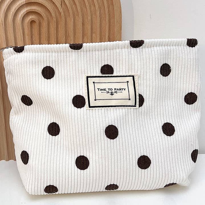 CORDUROY RETRO POLKA DOT MAKEUP BAG STORAGE BAG_CWAB1220 for wholesale by ACCITY