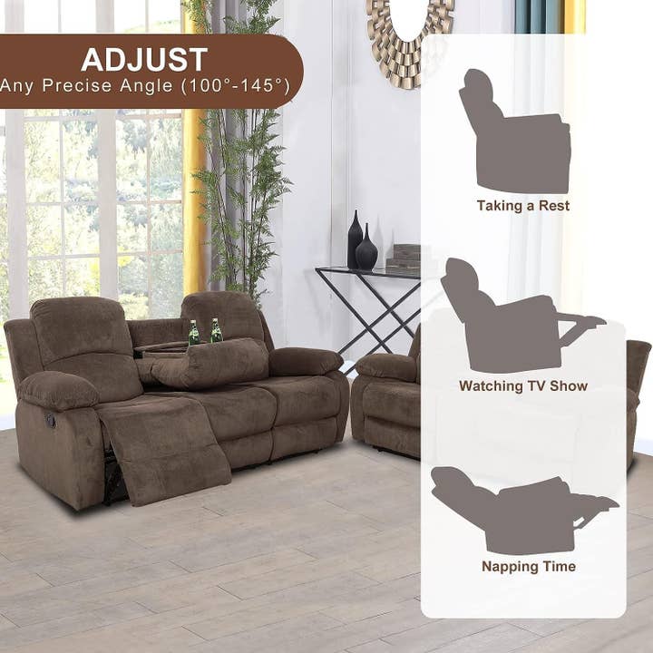 Corduroy Living Room Set Reclining Sofa Loveseat Taupe for wholesale on Faire2