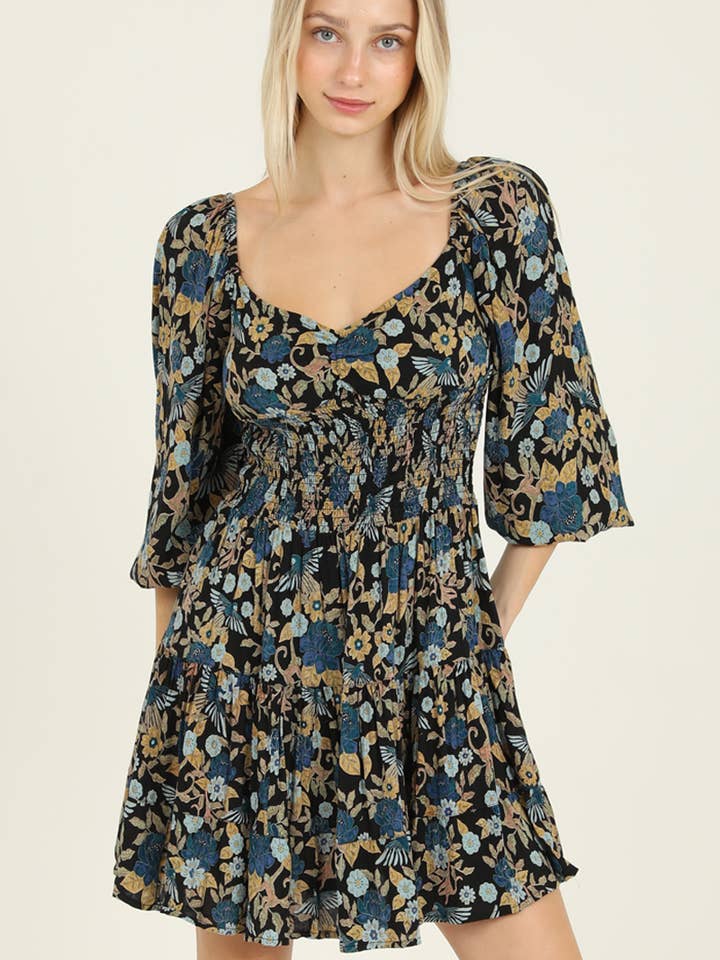 ANGIE - Wholesale Dress - Women's - C4A47-A882 SWEETHEART NECK SMOCKED WAIST DRESS