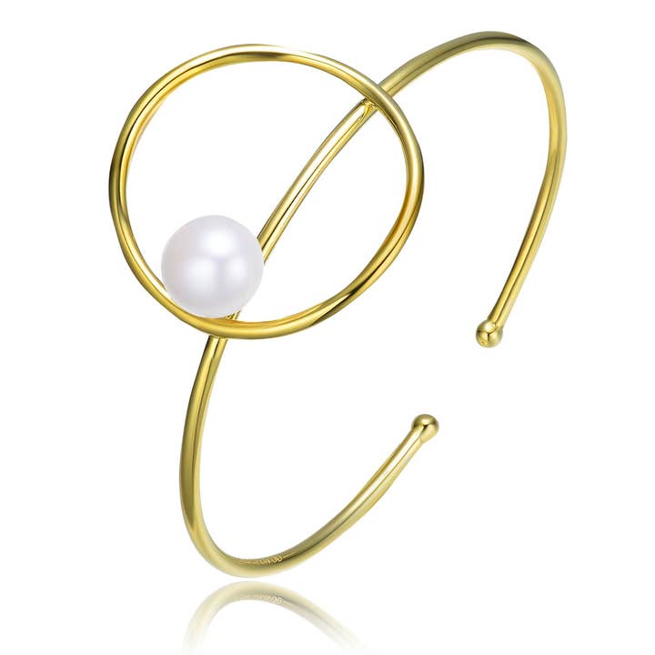 Sterling Silver Gold Plating Pearl Cuff Bracelet for wholesale by Genevive