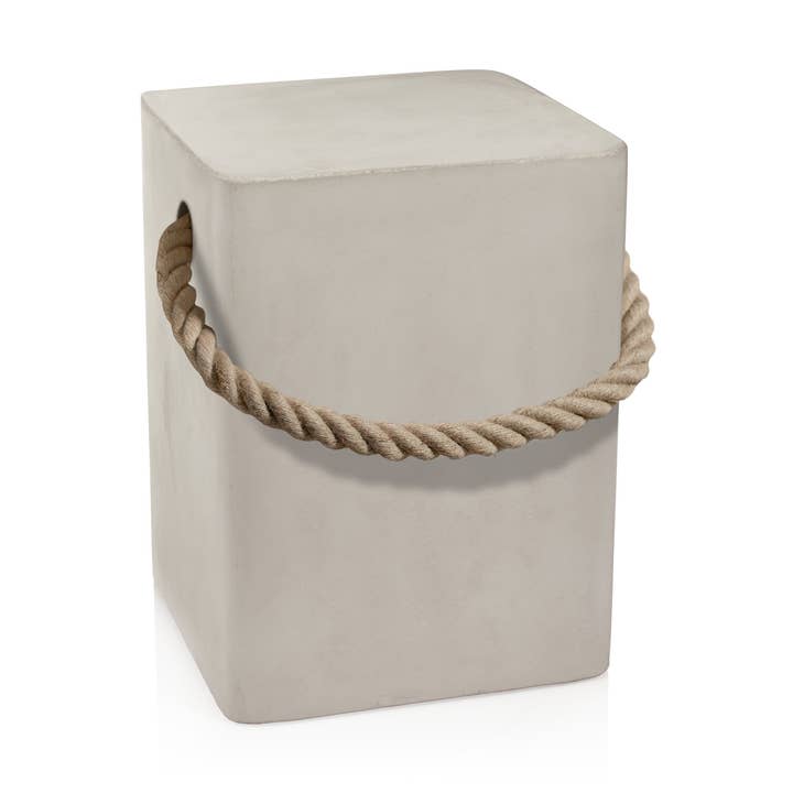 Taburete de hormigón Isola con asa de cuerda para venta al por mayor de Zodax