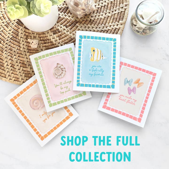 25 Sweetpeas - Wholesale Valentine's Day Card - Seashell Valentine Card - Punny Valentine Gift, Ocean