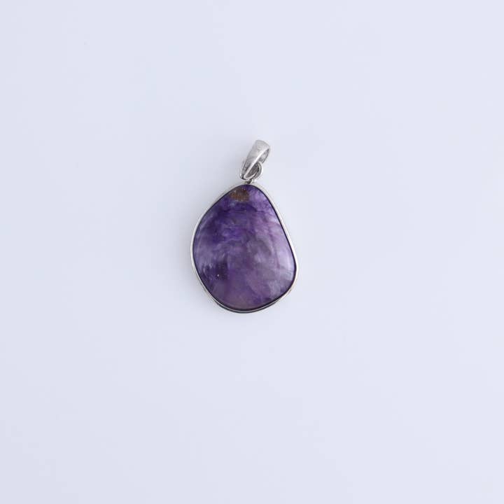 Mi Esperanza Minerals - Wholesale Individual Charm/Pendant - One Charoite Sterling Silver Pendant (chain not included)1