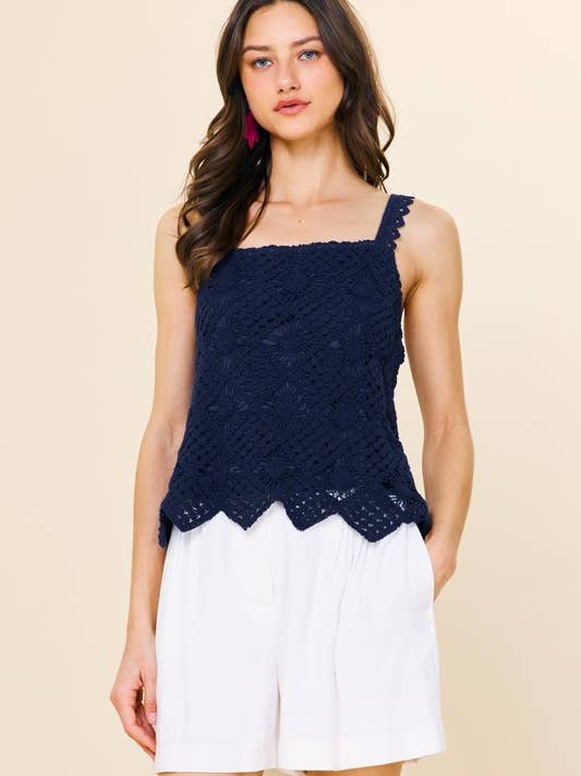 Sleeveless Diamond Crochet Top for wholesale by SKIES ARE BLUE