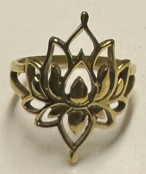 The Curator - Wholesale Single Stone/Solitaire Ring - Gold Lotus Ring