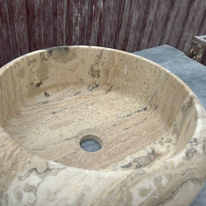 Arbon Marble - Wholesale Bathroom Accessory Set - Travertine Marble Sink, Polished Marble Bathroom Vanity Top made of Premium Stone Sink for Farmhouse Powder Room