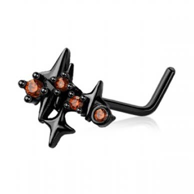 ANNEAU NASAL EN FORME DE L EN ACIER CHIRURGICAL 316L DEATH MULTI CZ STAR pour la vente par CRAVE