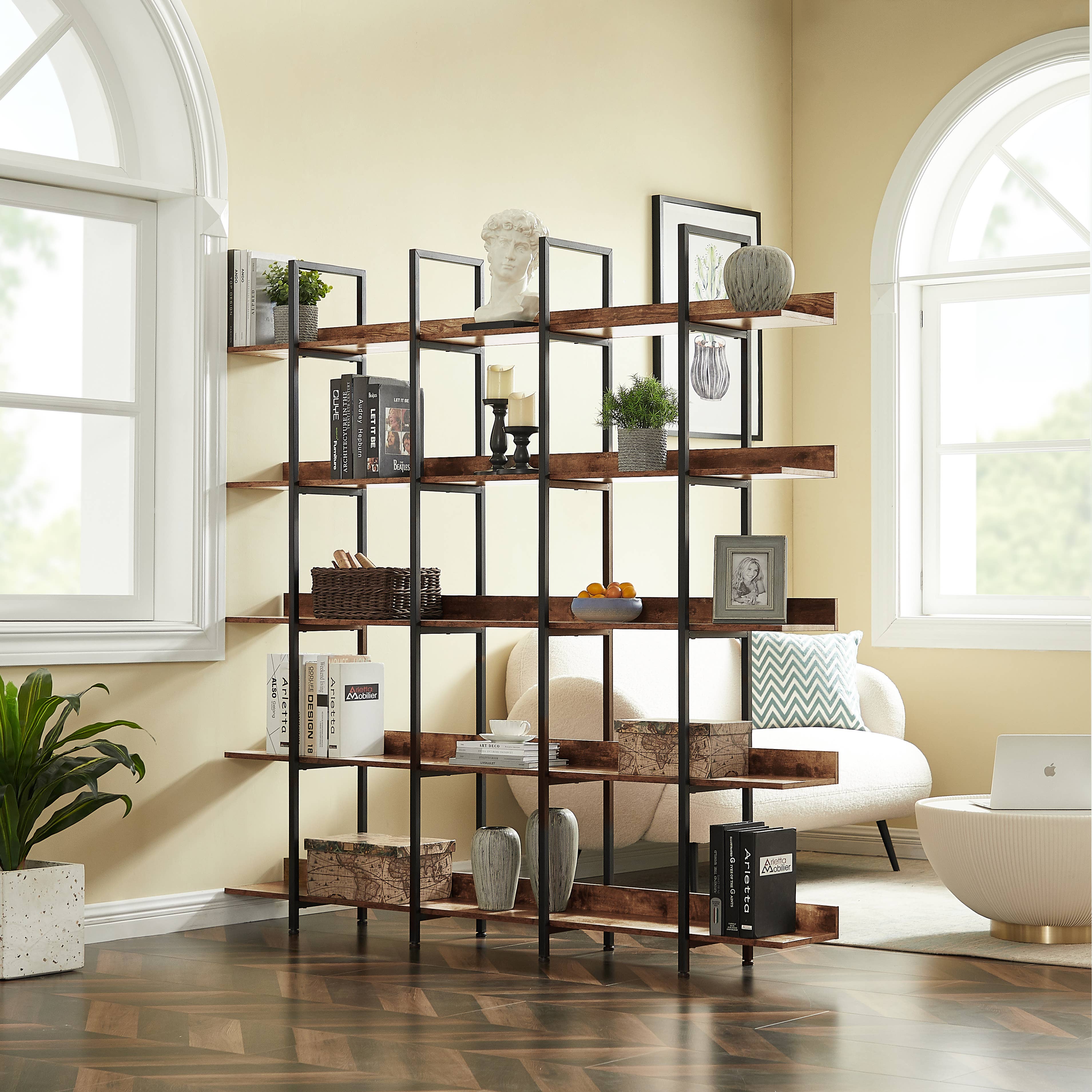 39F Inc. - Wholesale Bookcase - 5-Tier Industrial Bookcase Shelves Metal Frame,5 Colors30