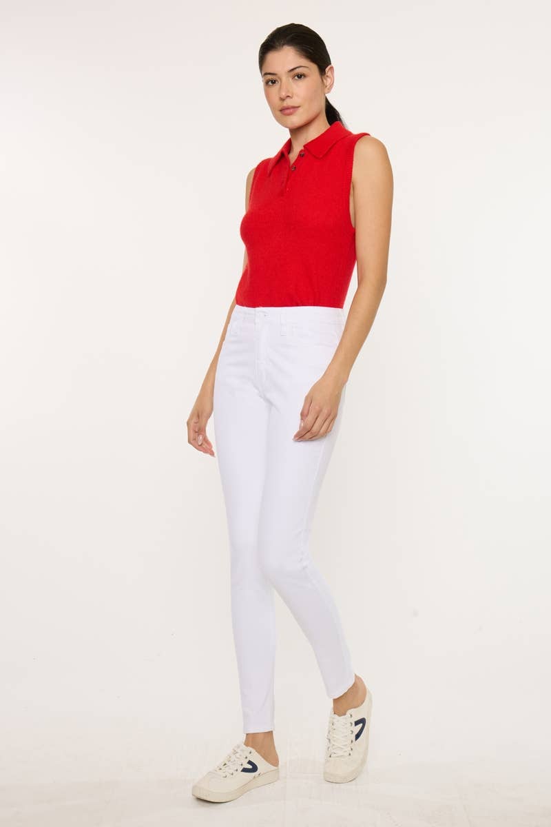 OPEN PACK HIGH RISE WHITE SUPER SKINNY JEANS-KC11235WT for wholesale on Faire2