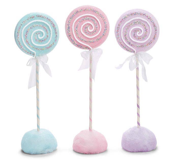 Dunn Deals - Wholesale Christmas decoration - Santa's Sweet Shoppe Collection - 32" DECOR LOLLIPOPS ON STAND - SET OF 3